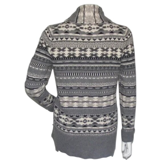 EDDIE BAUER Cardigan Sweater, M, Aztek, Stripe, Gray/White, Pockets, Washable - Picture 5 of 12
